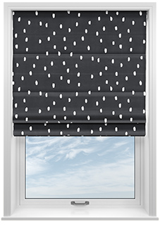 Ink Spots, Black and White - Motorised Roman Blind